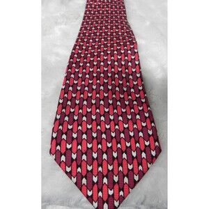 Men's Vintage Aquascutum London Silk Red Geometric Necktie (Defects) Made in USA